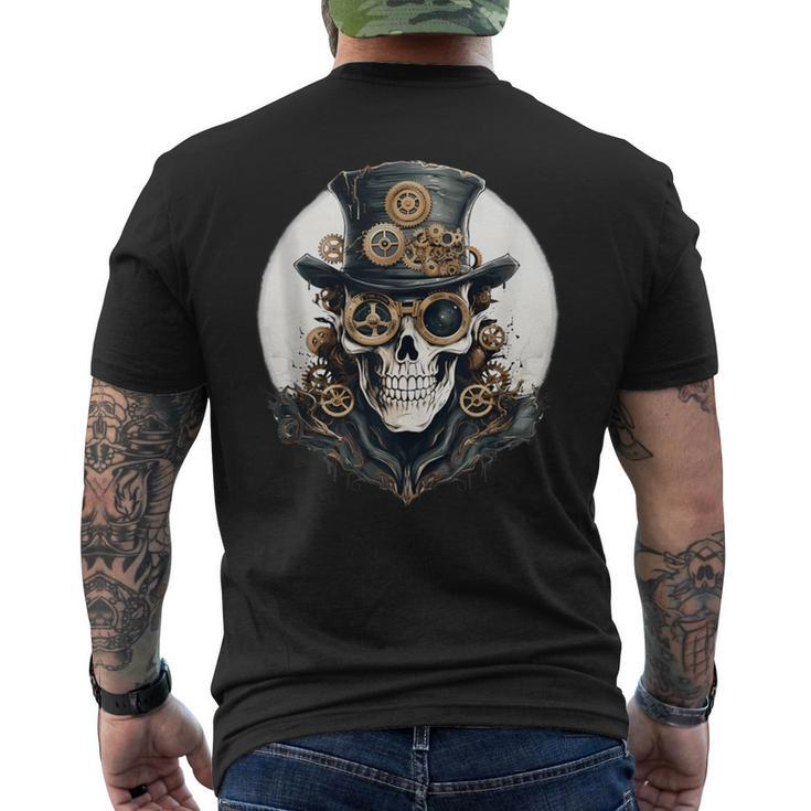 Creepy Steampunk Skulls And Gears Inspiration Graphic Men's T-shirt Back Print