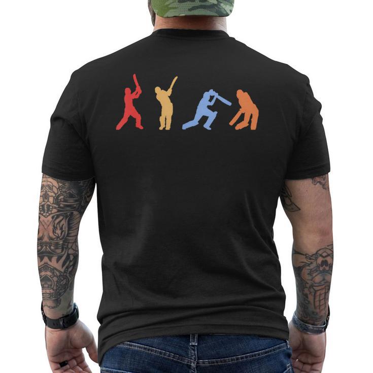 Cricket Retro Vintage Colors Cricket Players Men's T-shirt Back Print