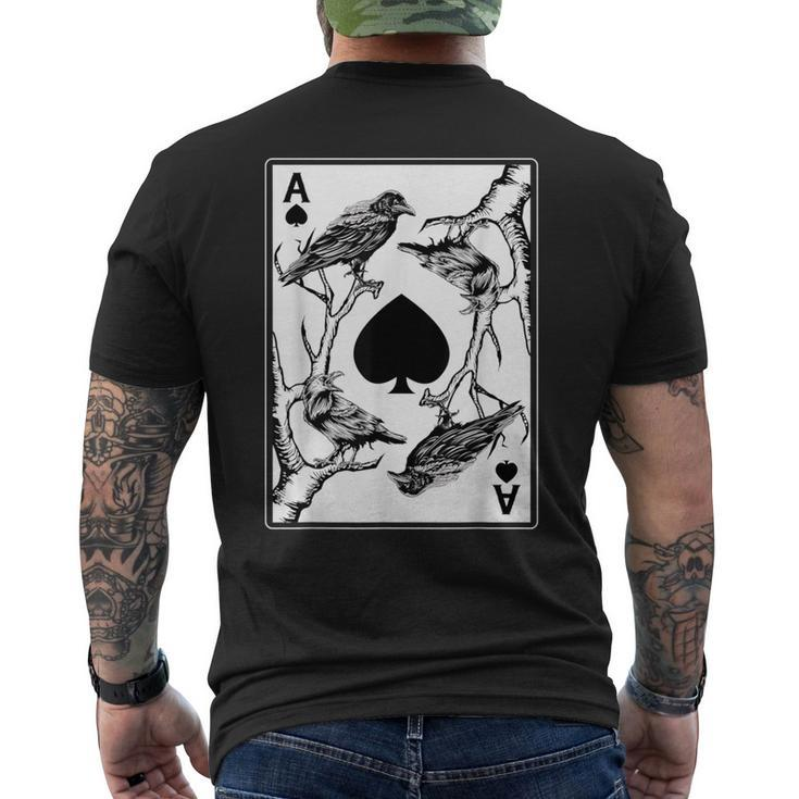 Crow And The Ace Of Spade Occult Death Aesthetic Tarot Card Men's T-shirt Back Print