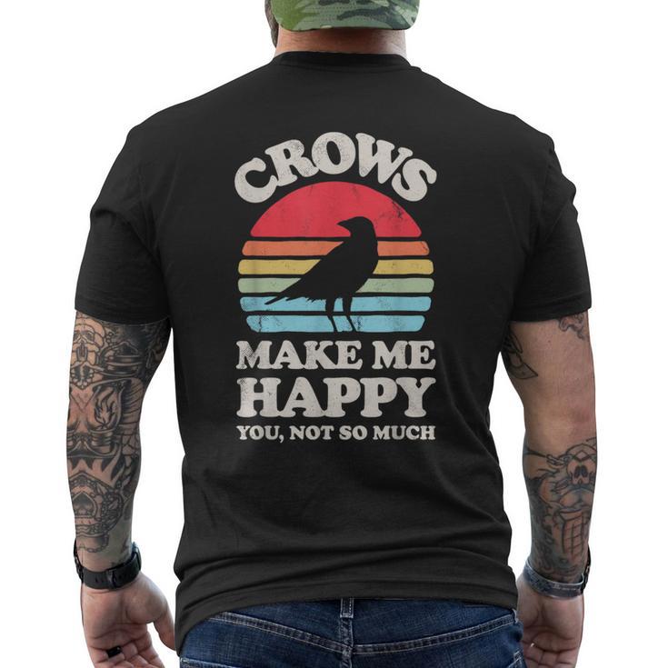 Crows Make Me Happy You Not So Much Crow Raven Vintage Men's T-shirt Back Print