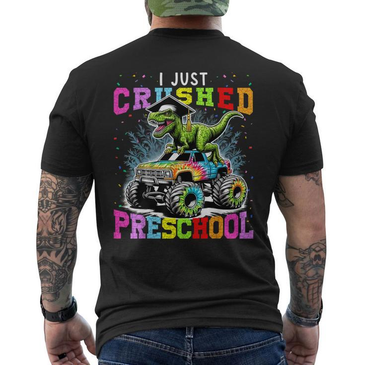 I Crushed Preschool Dinosaur Monster Truck Graduation 2024 Men's T-shirt Back Print