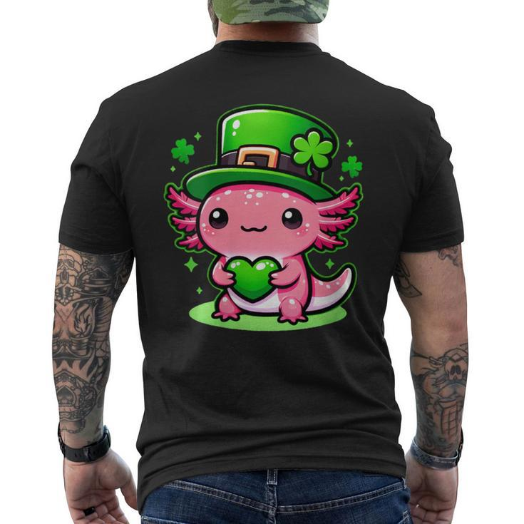 Cute Axolotl Kawaii St Patrick's Day Boys Girls Axolotl Men's T-shirt Back Print