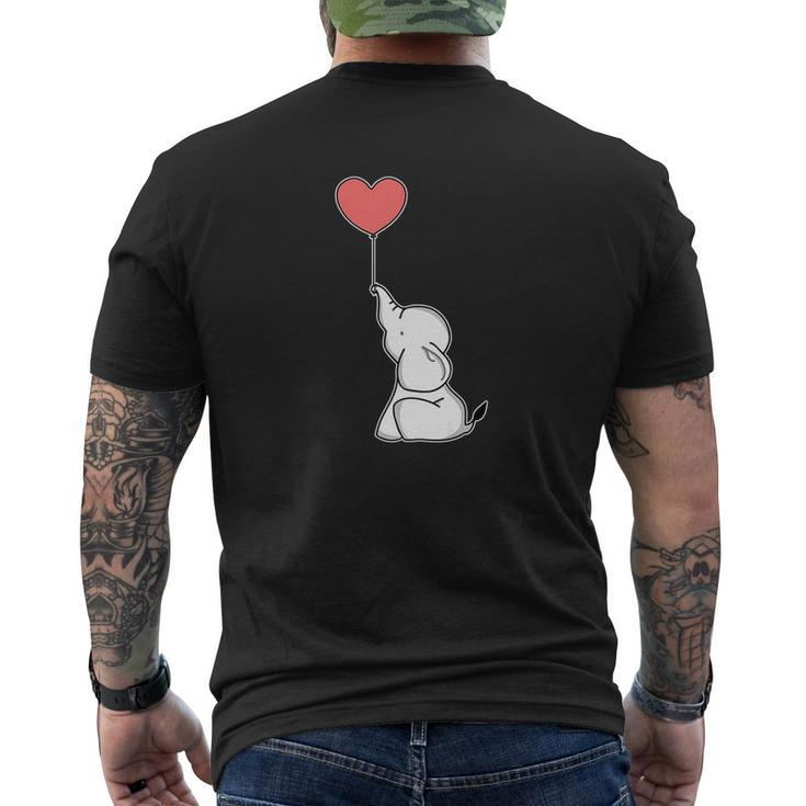 Cute Baby Elephant With Heart Balloon Love Mens Back Print T-shirt