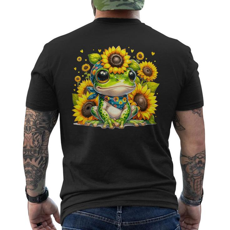 Cute Baby Frog Sunflowers Men's T-shirt Back Print
