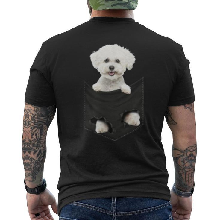 Cute Bichon Frise In Pocket Bichon Dog Lover Men's T-shirt Back Print