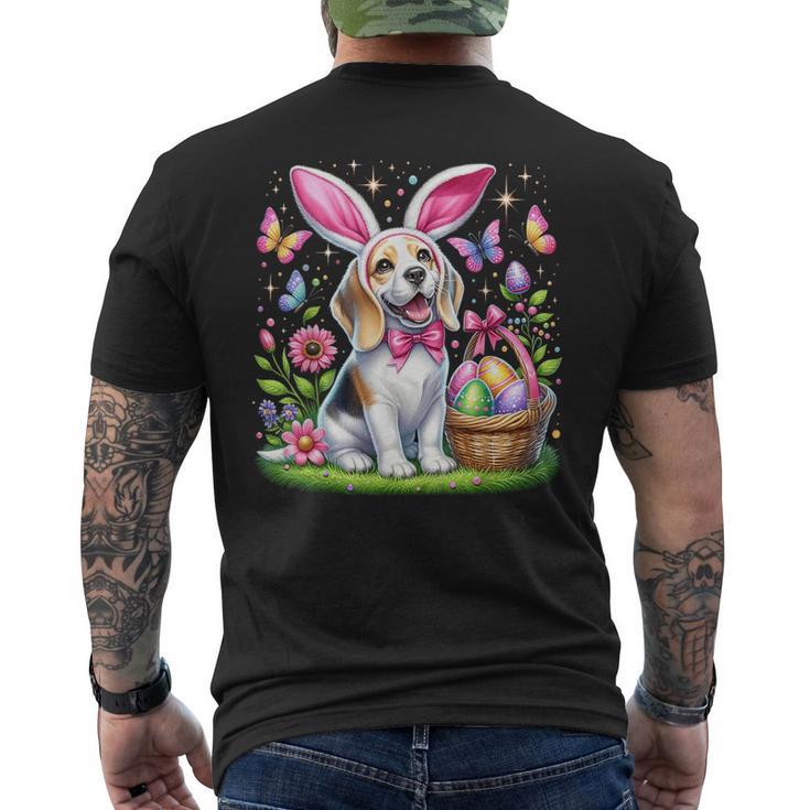 Cute Bunny Beagle Dog Easter Eggs Basket Easter Day Delight Men's T-shirt Back Print