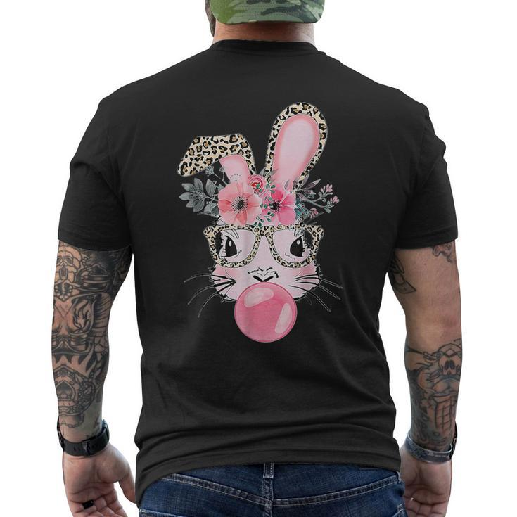 Cute Bunny With Leopard Glasses Bubblegum Easter Day Men's T-shirt Back Print