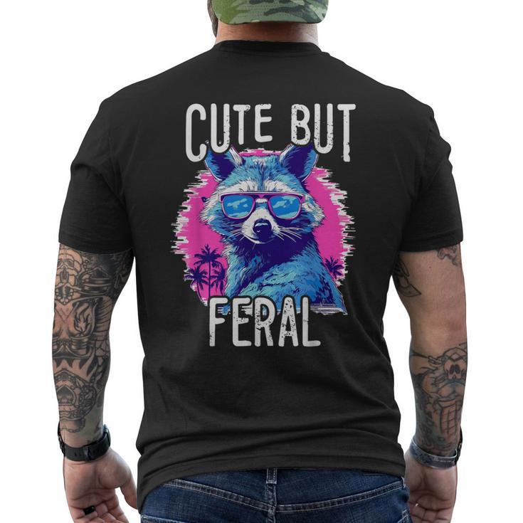 Cute But Feral Colorful Racoon With Sunglasses Men's T-shirt Back Print