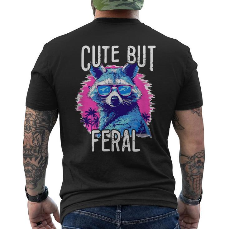 Cute But Feral Colorful Racoon With Sunglasses Racoon Men's T-shirt Back Print