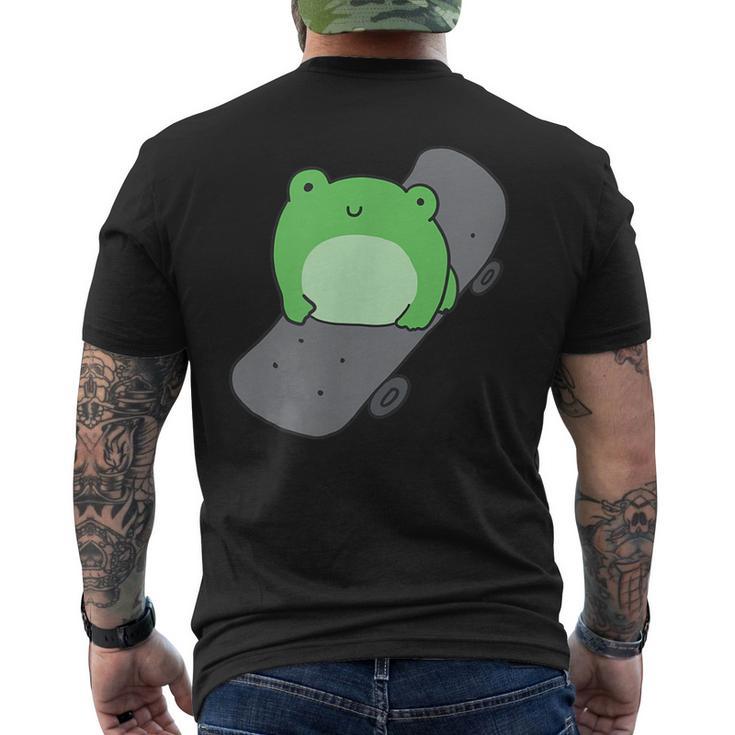 Cute Frog And Skateboard Kawaii Aesthetic Frog Men's T-shirt Back Print