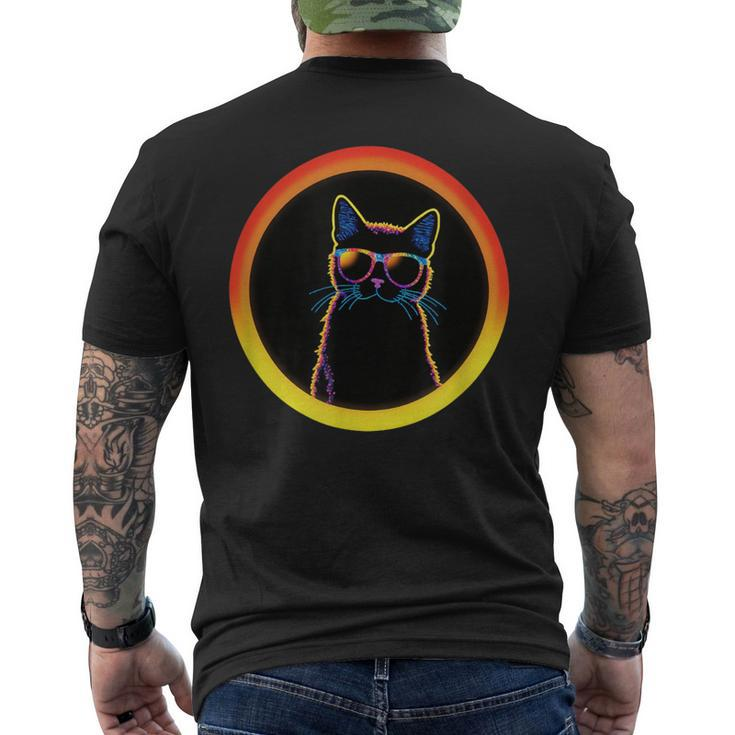 Cute And Cat Wearing Eclipse Glasses Men's T-shirt Back Print