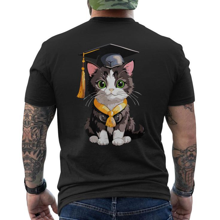 Cute Graduation Cat Colorful Kitty Kitten Grad Celebration Men's T-shirt Back Print