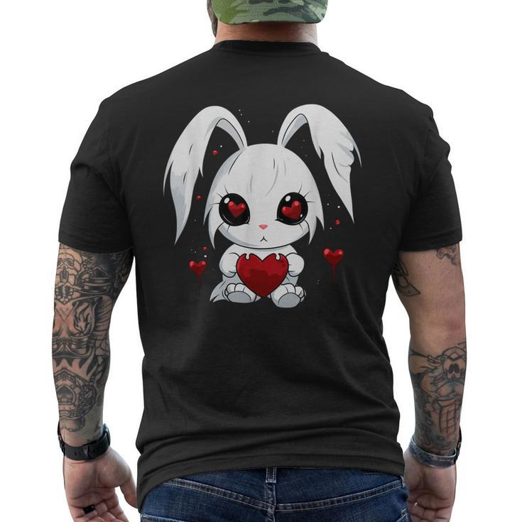 Cute Kawaii Goth Bunny Gothic White Bunny Red Heart Girls Men's T-shirt Back Print