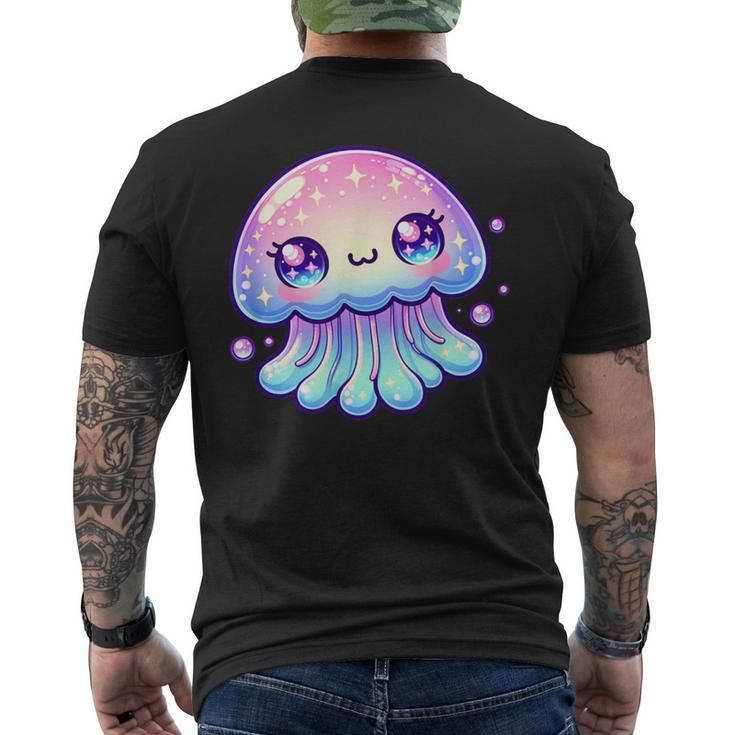 Cute Kawaii Jellyfish Anime Fun Blue Pink Sea Critter Men's T-shirt Back Print