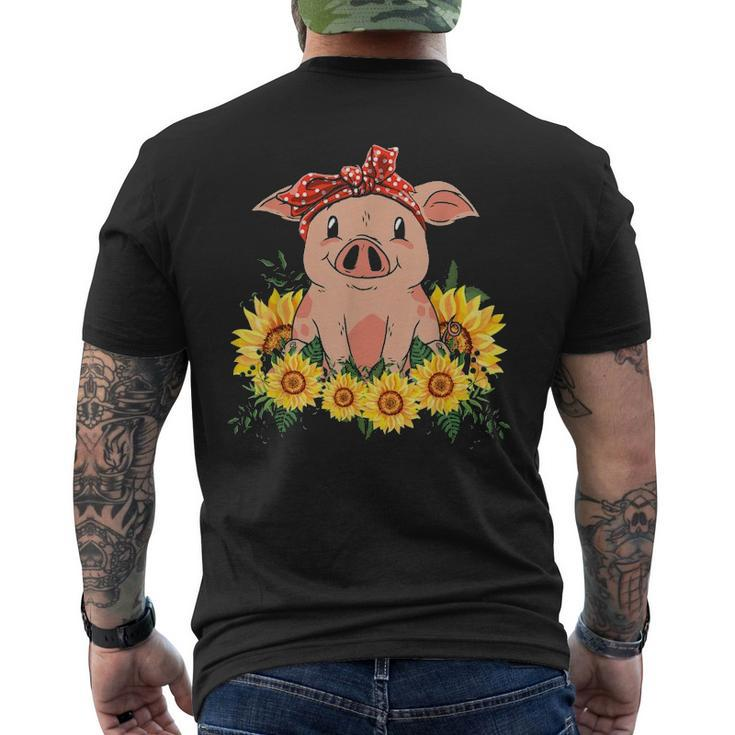 Cute Pig Bandana Sunflower Men's T-shirt Back Print