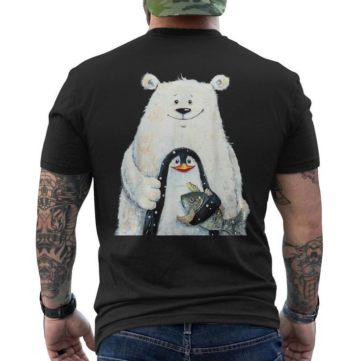 Cute Polar Bear And Penguin Bird Fish Lovers Animal Friends Men's T-shirt Back Print