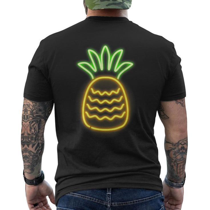 Cute Retro Neon Pineapple For Hawaiian Beaches Men's T-shirt Back Print