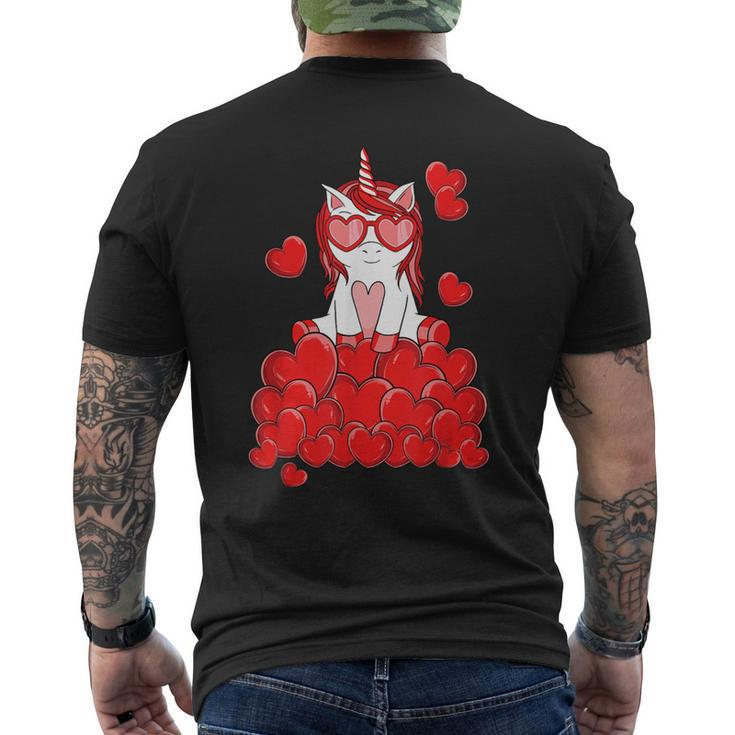 Cute Unicorn Lover Valentines Day Heart Men's T-shirt Back Print