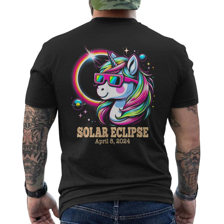Cute Unicorn Total Solar Eclipse April 8 2024 Men's T-shirt Back Print