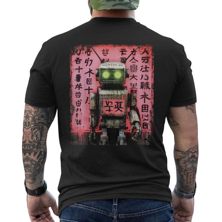 Cyberpunk Japanese Cyborg Futuristic Robot Men's T-shirt Back Print