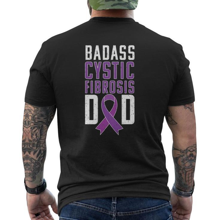 Cystic Fibrosis Awareness Cf Dad Purple Ribbon Tee Mens Back Print T-shirt