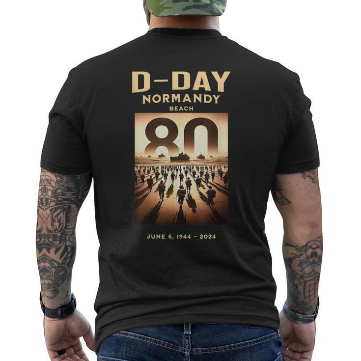 D-Day 80Th Anniversary Normandy Beach Landing Commemorative Men's T-shirt Back Print