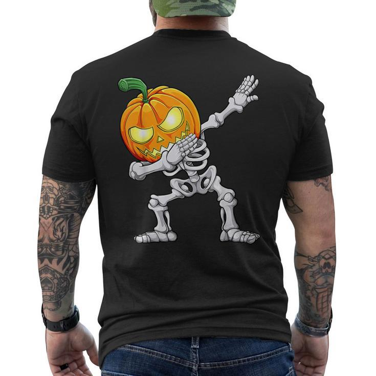 Dabbing Skeleton Scary Pumpkin Jack O Lantern Halloween Boys Mens Back Print T-shirt