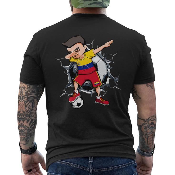 Dabbing Soccer Boy Venezuela Football Fans Ball Cracked Wall Men's T-shirt Back Print