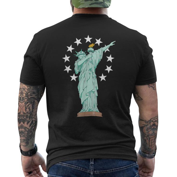 Dabbing Statue Of Liberty-Vintage Betsy Ross American Flag Men's T-shirt Back Print