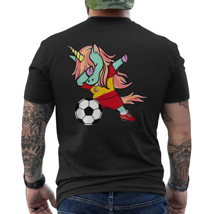 Dabbing Unicorn Soccer Spain Jersey Spanish Football Men's T-shirt Back Print