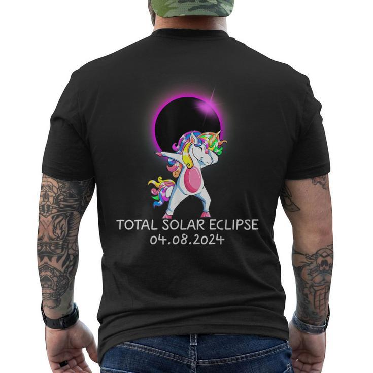 Dabbing Unicorn Usa Total Solar Eclipse April 8 2024 Men's T-shirt Back Print