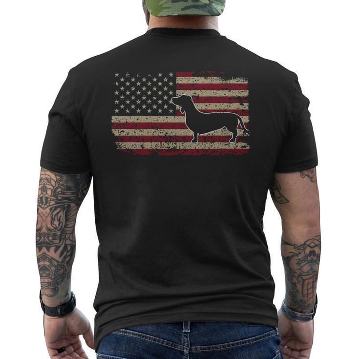 Dachshund America Flag Patriotic Weiner Dog Men's T-shirt Back Print