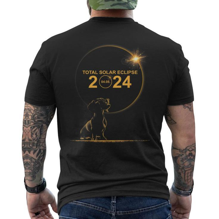 Dachshund Dog 04 08 24 Total Solar Eclipse 2024 Boys Girls Men's T-shirt Back Print