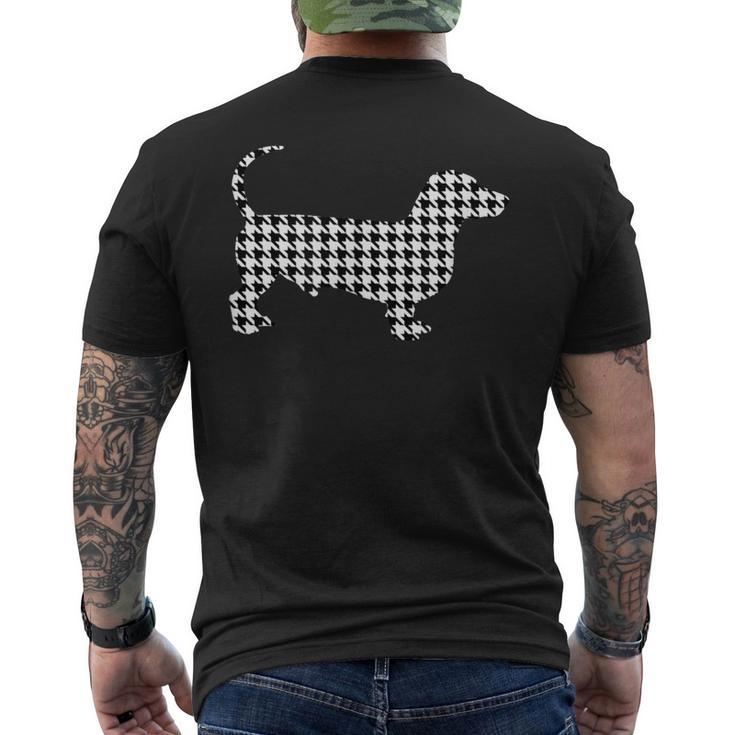 Dachshund Weenie Dog Houndstooth Pattern Black White Men's T-shirt Back Print