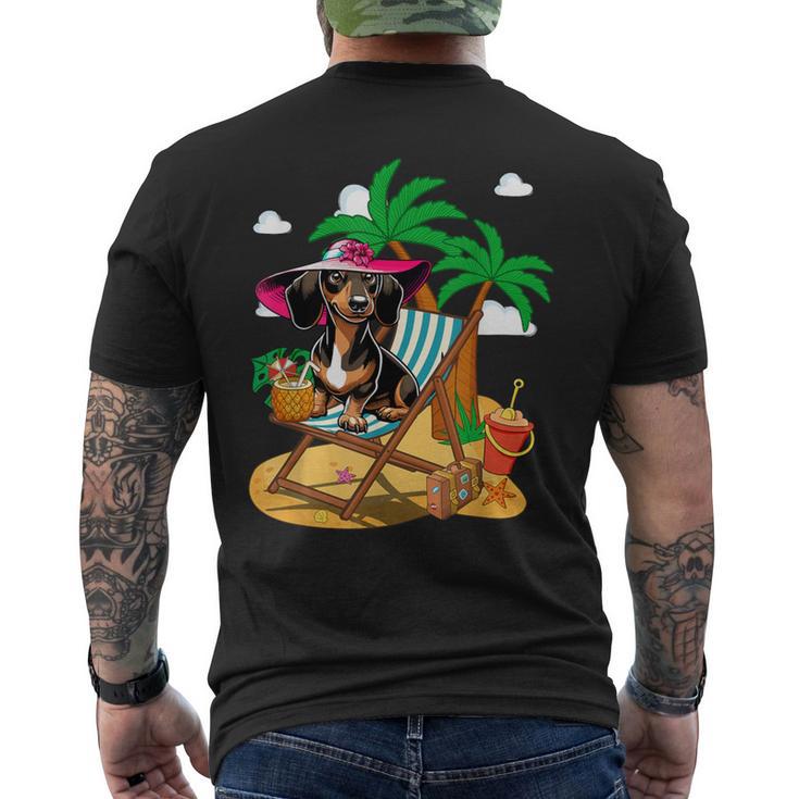 Dackel Am Strand Kostüm Sommer Urlaub Liebhaber Besitzer Kinder T-Shirt mit Rückendruck