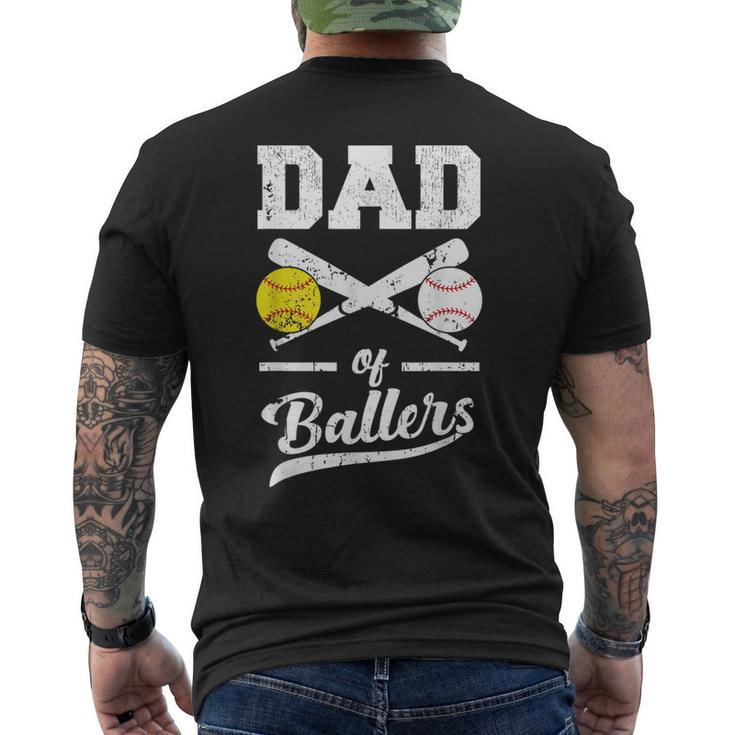 Dad Of Ballers Dad Of Baseball And Softball Player For Dad Men's T-shirt Back Print