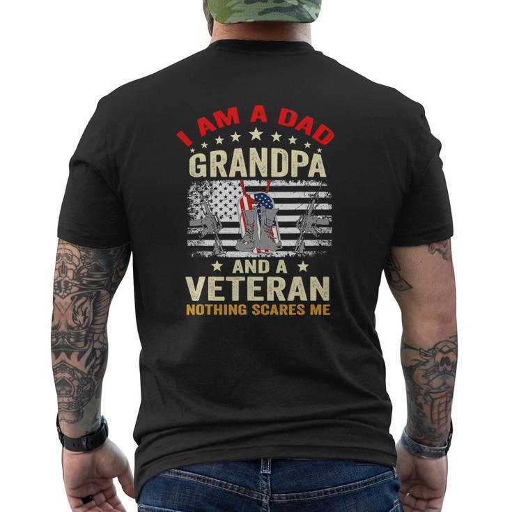 I Am A Dad Grandpa And A Veteran Veterans Day Usa Flag Mens Back Print T-shirt