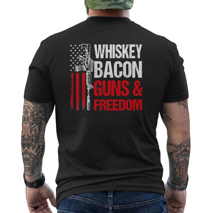 Dad Grandpa Veteran Us Flag Whiskey Bacon Guns Freedom Mens Back Print T-shirt