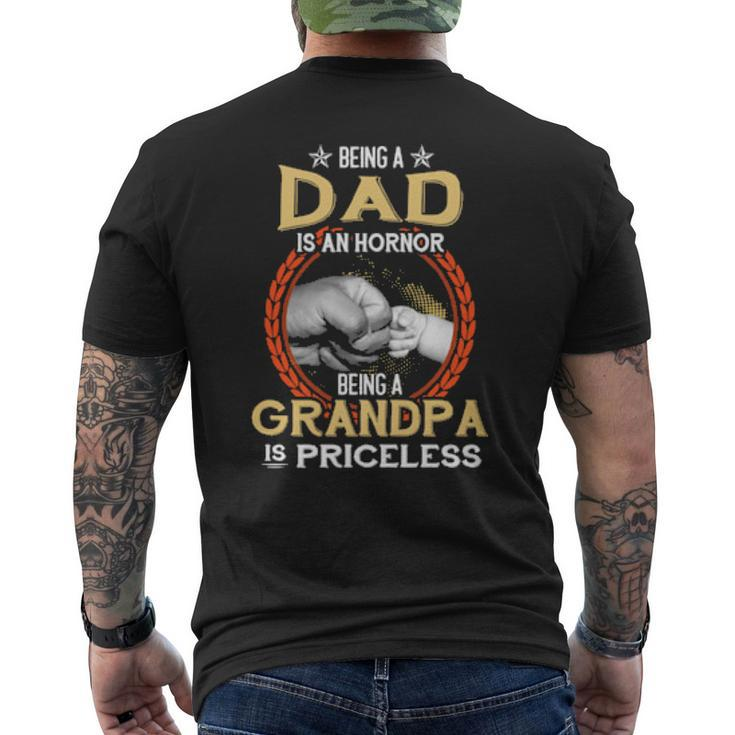 Being A Dad Is An Honor Being A Grandpa Is Priceless Vintage Mens Back Print T-shirt