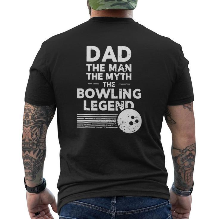 Dad The Man Myth Bowling Legend Retro Vintage Bowling Ball Stripes Father's Day Bowlers Mens Back Print T-shirt
