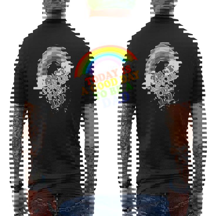 Dad For Men Baby Announcement Rainbow Mens Back Print T-shirt