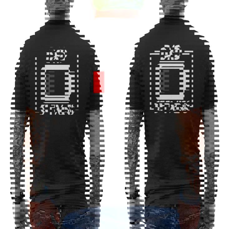 Dad Of Twins Low Battery Mens Back Print T-shirt