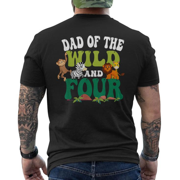 Dad Of The Wild And Four Zoo Birthday 4 Safari 4Th Bday Men's T-shirt Back Print