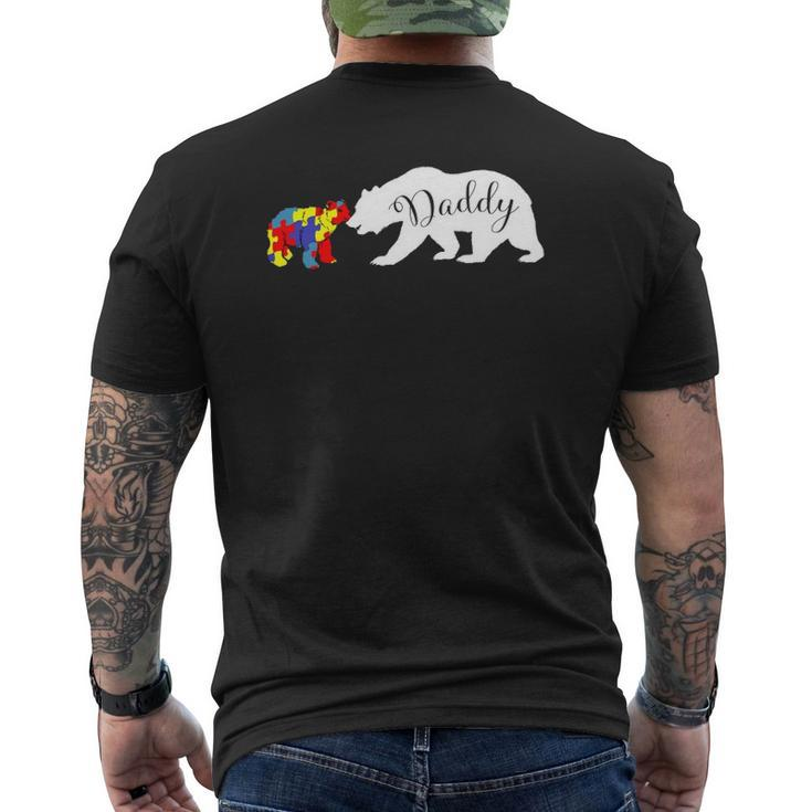 Daddy Bear Autism Awareness Month Dad Men Mens Back Print T-shirt