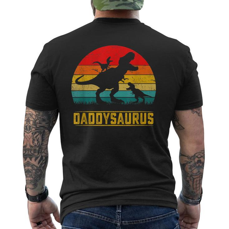 Daddy Dinosaur Daddysaurus 2 Two Kids Father's Day Dad Mens Back Print T-shirt