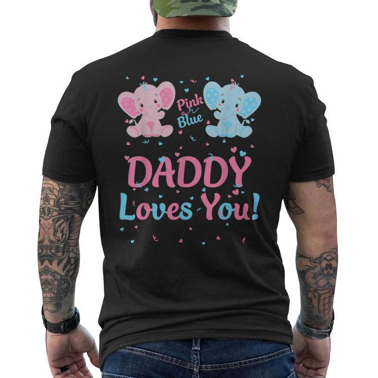 Daddy Gender Reveal Elephant Pink Or Blue Matching Family Men's T-shirt Back Print
