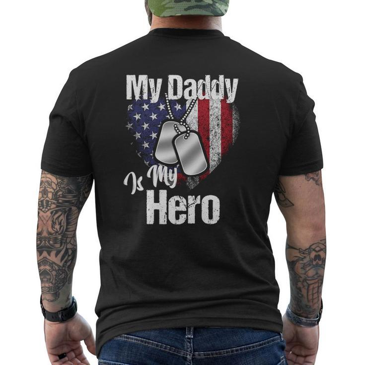 My Daddy Is My Hero Military Dog Tags Usa Flag Heart Mens Back Print T-shirt
