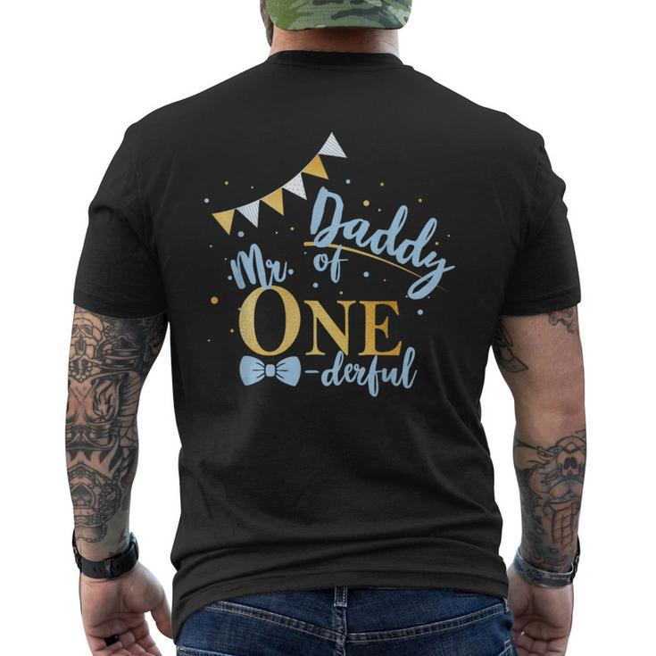 Daddy Of Mr One-Derful Party Blue-Gold Dad Boy 1St Birthday Men's T-shirt Back Print
