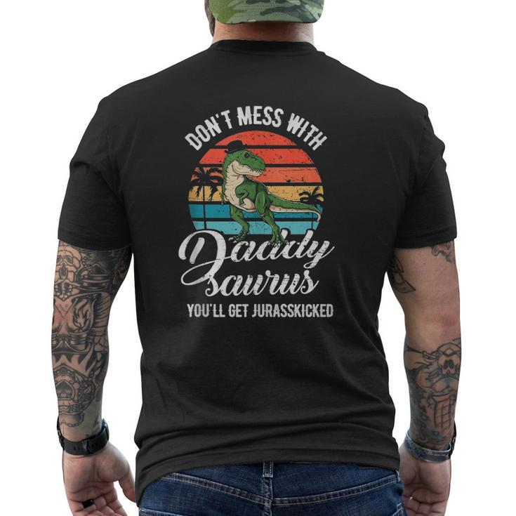 Daddysaurus Rex Dinosaur Daddyrex Father's Day Dino Dad Mens Back Print T-shirt