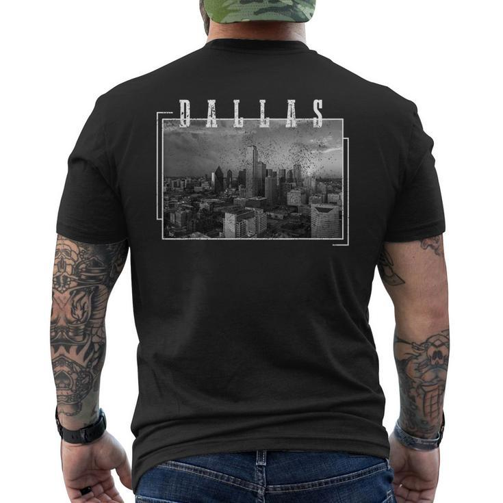 Dallas Skyline Texas Pride Vintage Black & White Photograph Men's T-shirt Back Print